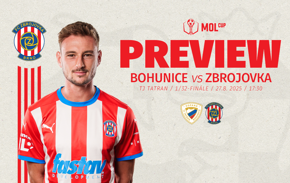 PREVIEW: Zbrojovka zam v MOL Cupu k pikantnmu souboji s TJ Tatran Bohunice