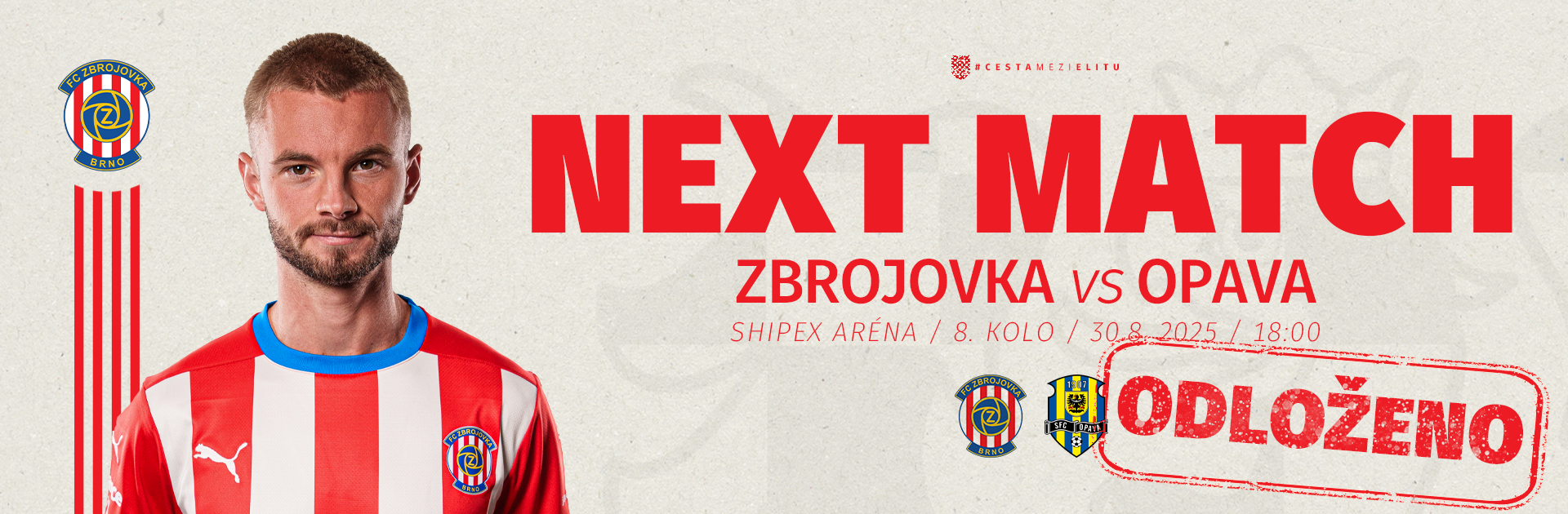 Utkání Zbrojovky proti Opavě bylo odloženo